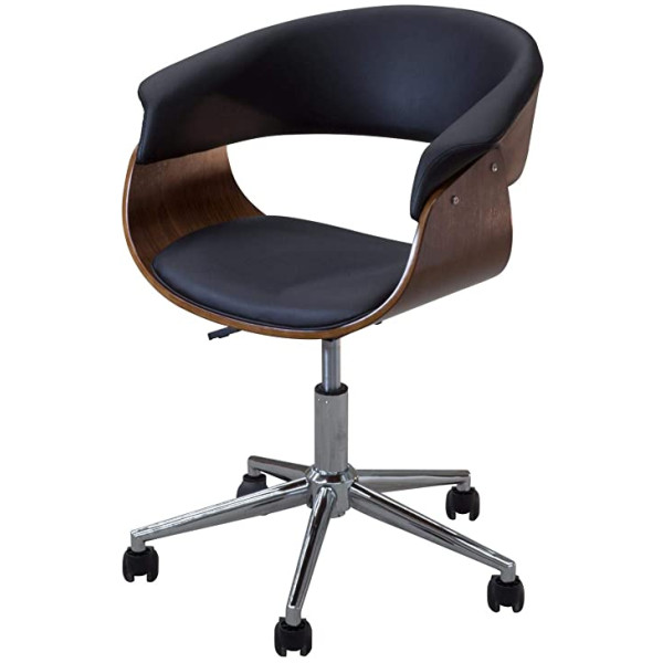 Silla Oficina Mn3 Ejecutiva Madera Nogal & Piel