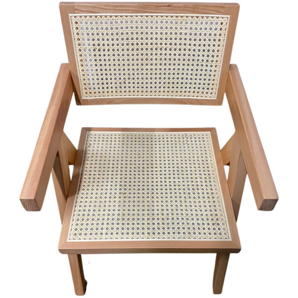Silla TT Bejuco Replica Pierre Jeanneret 45 Nat Natural - Imagen 2