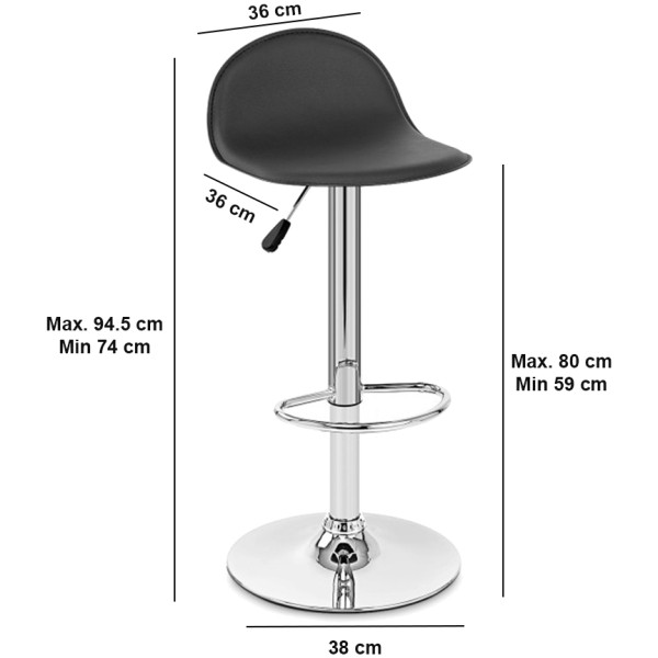 Banco Economico Trons Piel Soft Revolving negro ajustable - Imagen 7