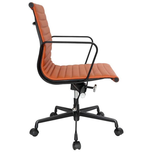 Sillón Semi-Ejecutivo Piel Genuina 100% Y Aluminio Cafe Claro - Imagen 2