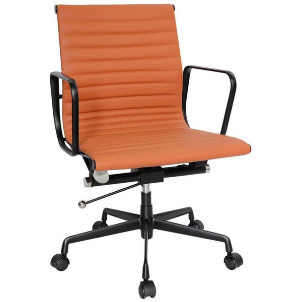 Sillón Semi-Ejecutivo Piel Genuina 100% Y Aluminio Cafe Claro