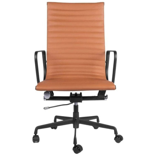 Sillón Ejecutivo Piel genuina 100% y aluminio Cafe Claro