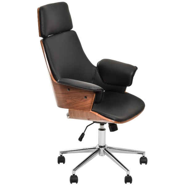 Silla Ejecutiva Delphi Chapa Nogal & Piel Cromada Walnut - Imagen 4
