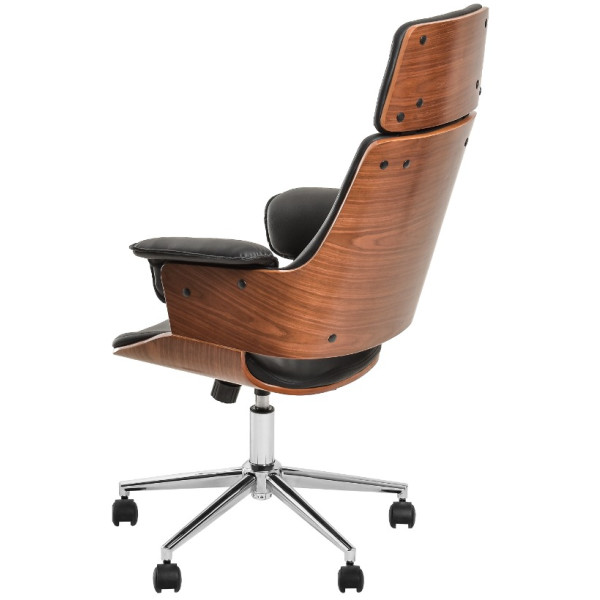 Silla Ejecutiva Delphi Chapa Nogal & Piel Cromada Walnut - Imagen 5