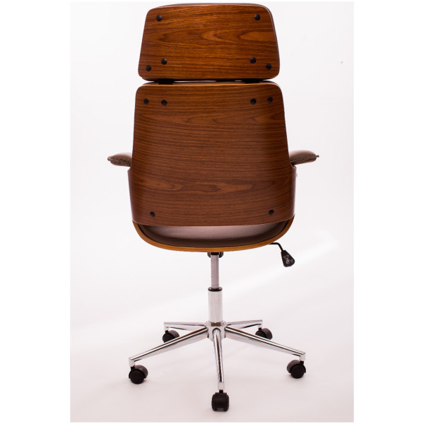 Silla Ejecutiva Delphi Chapa Nogal & Piel Cromada Walnut - Imagen 8