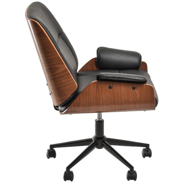 Silla Ejecutiva Thair Chapa Nogal & Piel Cromada Walnut - Imagen 2