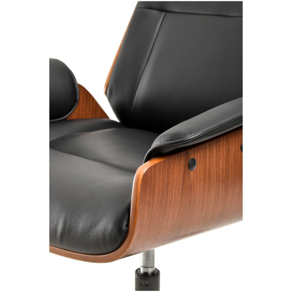 Silla Ejecutiva Thair Chapa Nogal & Piel Cromada Walnut - Imagen 3