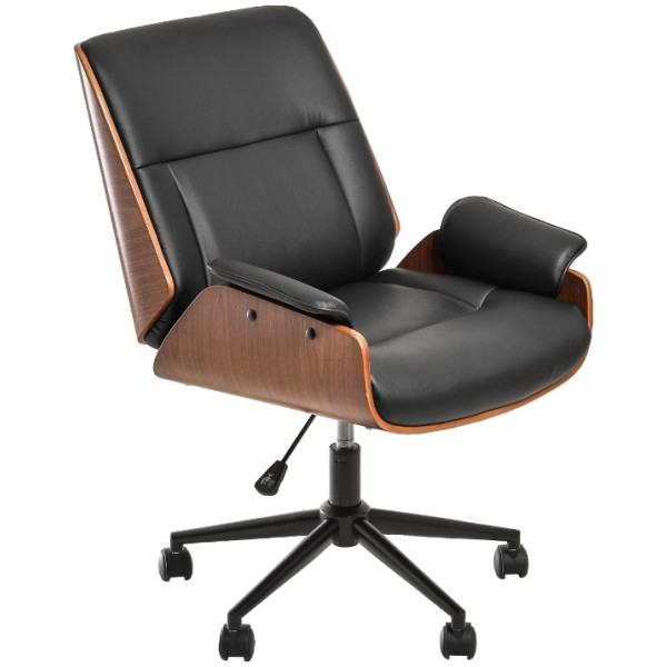 Silla Ejecutiva Thair Chapa Nogal & Piel Cromada Walnut