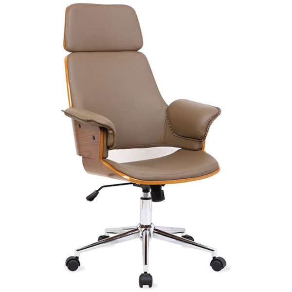Silla Ejecutiva Delphi Chapa Nogal & Piel Cromada Walnut - Imagen 2