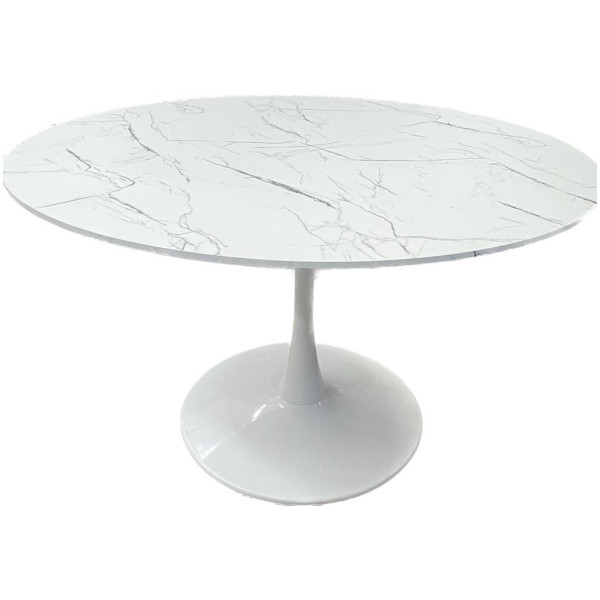 Mesa Tulip Imitación Marmol Blanco