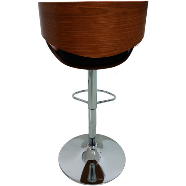 Banco de Madera y piel pu color cafe Ajustable Barra Cocina Bar Restaurante pistón desayunador Hidraulico Cafe y cromado