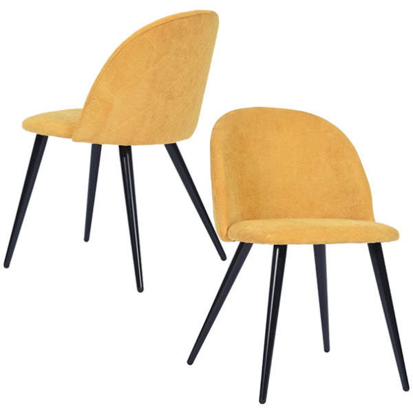 Silla Terciopelo Amarillo Eames Z1 Velvet Set Con 2 Piezas