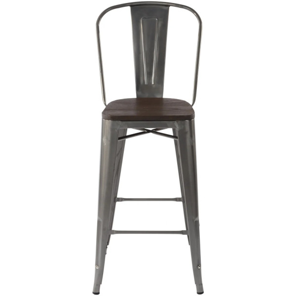 Banco Tolix Respaldo Alto  Asiento Madera - Imagen 4