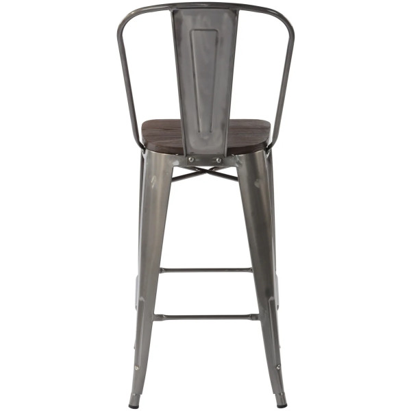 Banco Tolix Respaldo Alto  Asiento Madera - Imagen 7