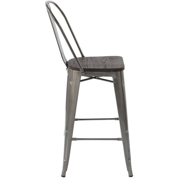 Banco Tolix Respaldo Alto  Asiento Madera - Imagen 8