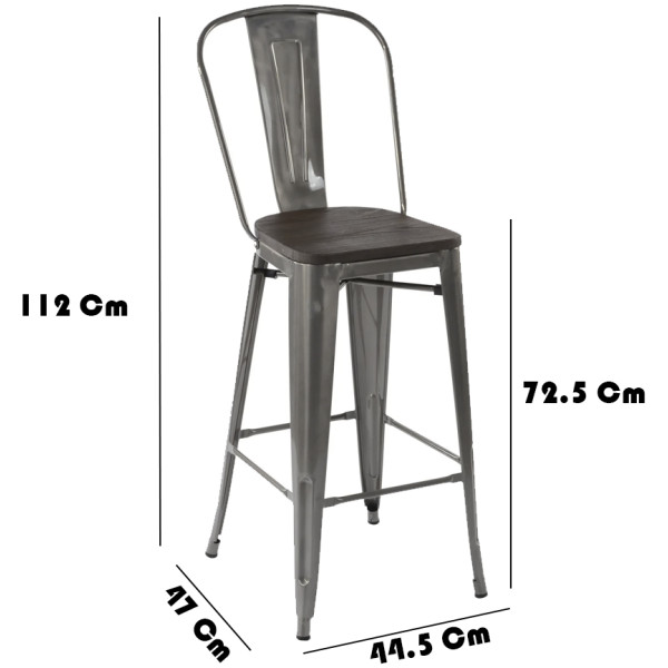Banco Tolix Respaldo Alto  Asiento Madera - Imagen 9
