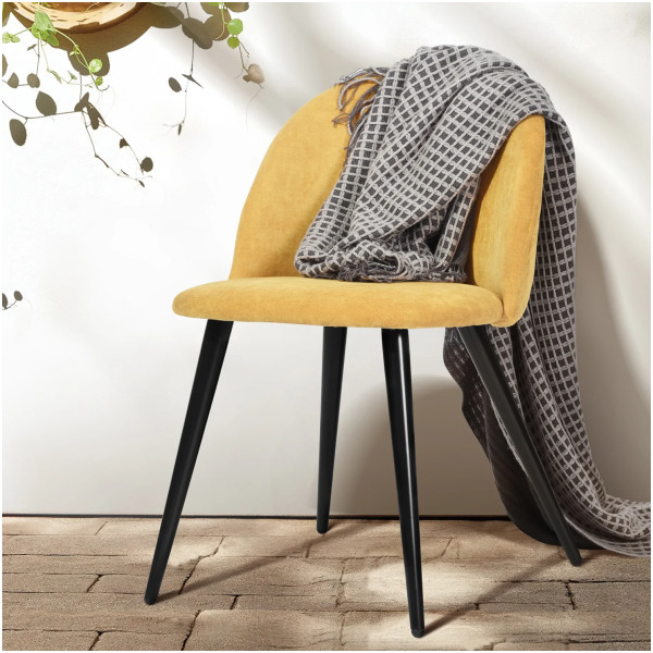 Silla Terciopelo Amarillo Eames Z1 Velvet Set Con 2 Piezas - Imagen 3