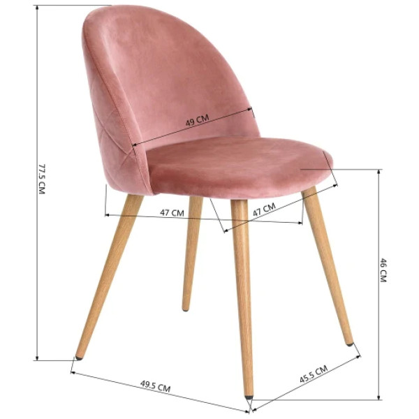 Silla Terciopelo Rosa Eames Z1 Velvet Set con 2 piezas - Imagen 8