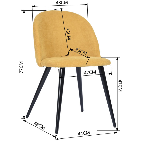 Silla Terciopelo Amarillo Eames Z1 Velvet Set Con 2 Piezas - Imagen 4