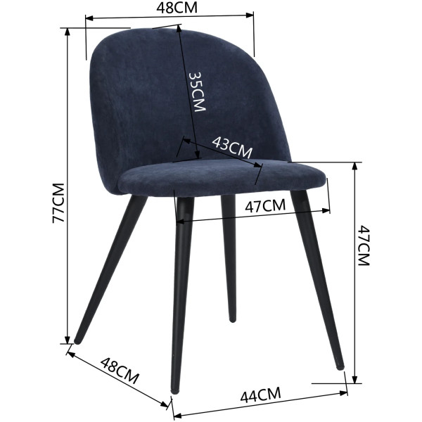 Silla Terciopelo Azul Eames Z1 Velvet Set Con 2 Piezas - Imagen 4