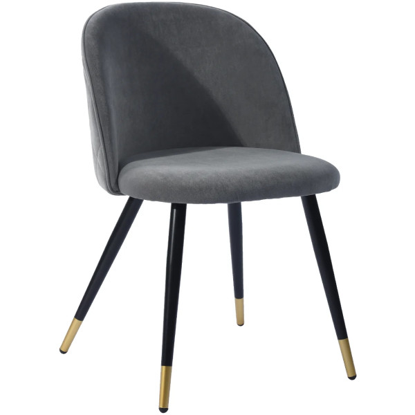 Silla Terciopelo Gris Eames Z1 Velvet Set Con 2 Piezas Pata Negra Detalle dorado - Imagen 8