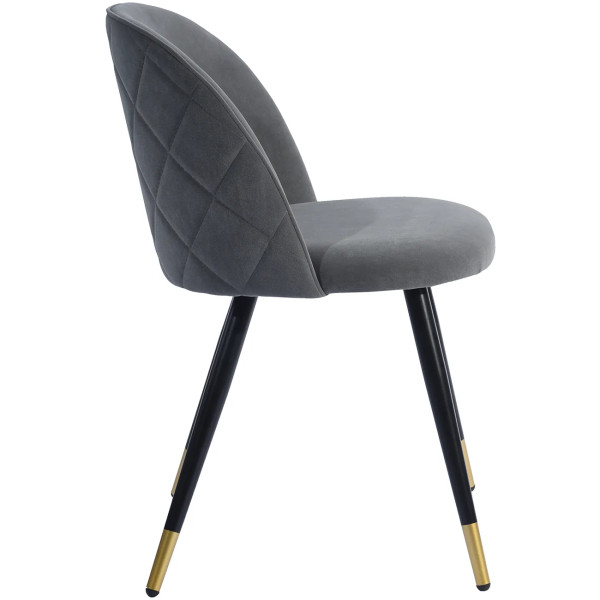 Silla Terciopelo Gris Eames Z1 Velvet Set Con 2 Piezas Pata Negra Detalle dorado - Imagen 2
