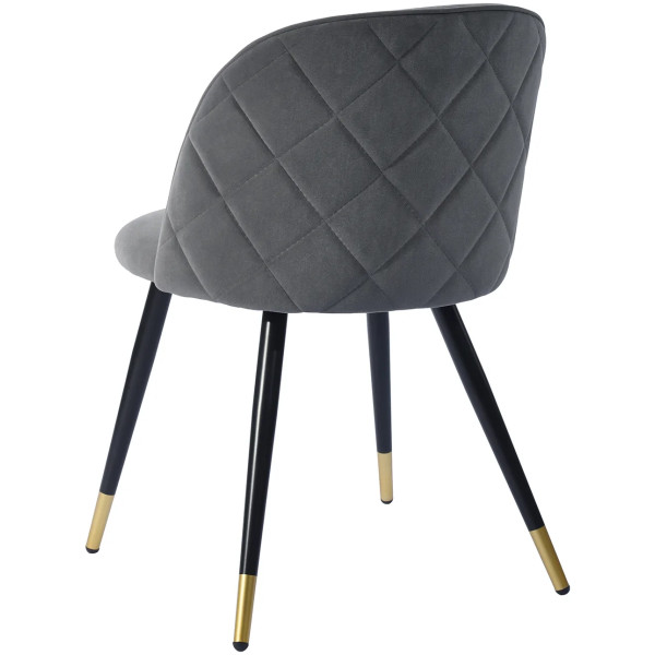 Silla Terciopelo Gris Eames Z1 Velvet Set Con 2 Piezas Pata Negra Detalle dorado - Imagen 5