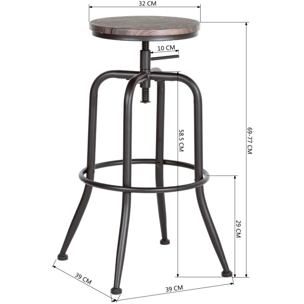 Banco Industrial Oak Nogal Set con 2  economico - Imagen 2