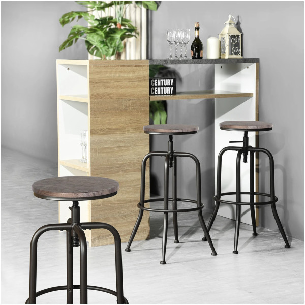 Banco Industrial Oak Nogal Set con 2  economico - Imagen 6
