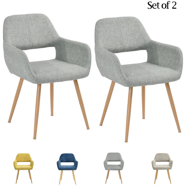 Silla Eames W Pata Metal impresion tipo madera Set 2