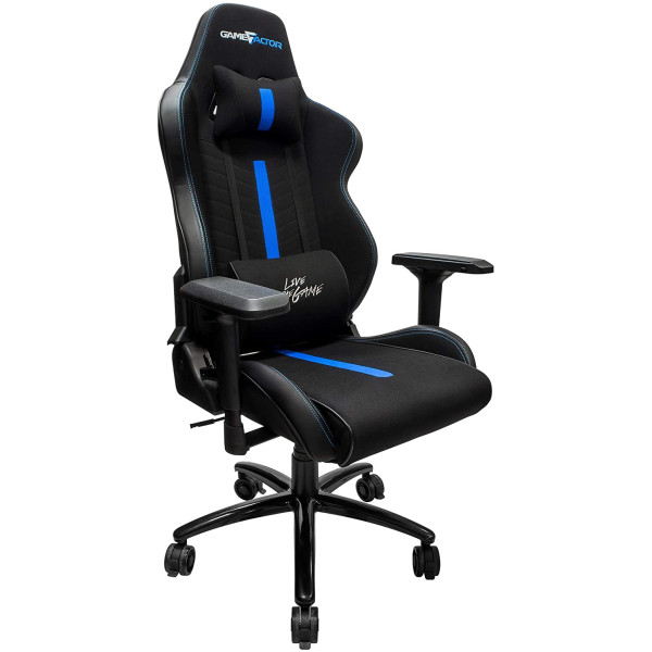 Silla Gamer Profesional Game Factor Azul / Negro Tela - Imagen 5