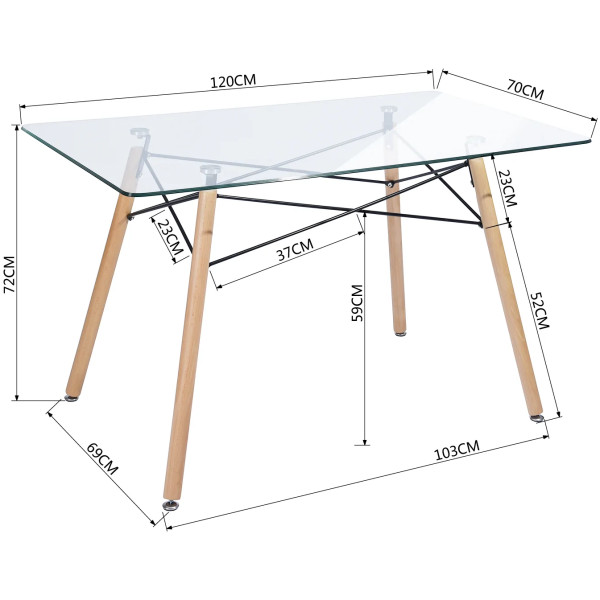 Mesa Eames Vidrio Mod Z 70 ancho - Imagen 3