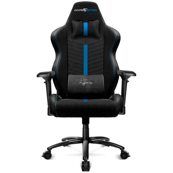Silla Gamer Profesional Game Factor Azul / Negro Tela - Imagen 2