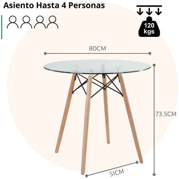 Mesa Eames 80 Cristal - Imagen 4