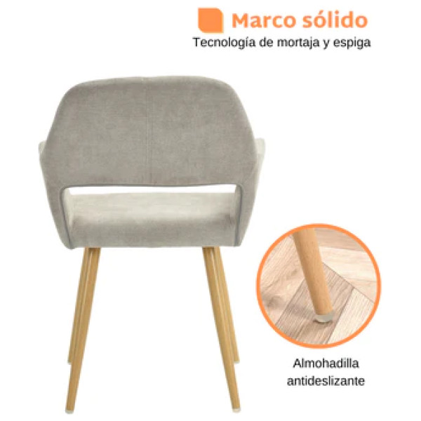 Silla Eames W Pata Metal impresion tipo madera Set 2 - Imagen 6