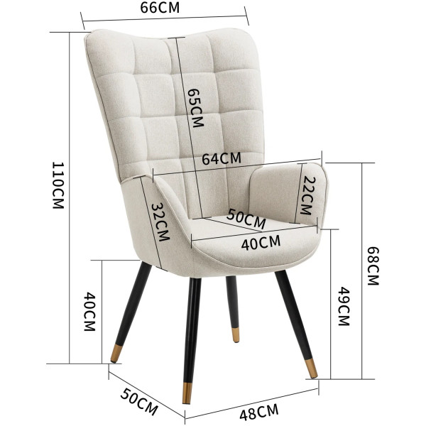 Silla Funkel Sillon ocasional Pata dorada - Imagen 3