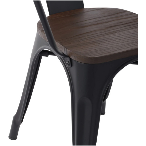 Silla Tolix Con Brazo Asiento Madera - Imagen 10