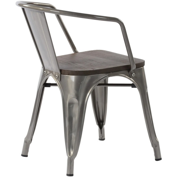 Silla Tolix Con Brazo Asiento Madera - Imagen 6