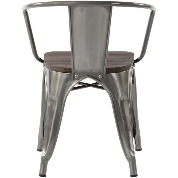 Silla Tolix Con Brazo Asiento Madera - Imagen 7