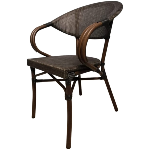 Silla Rattan French Nogal Con Brazos Ratan Estilo Bistro Frances Metal
