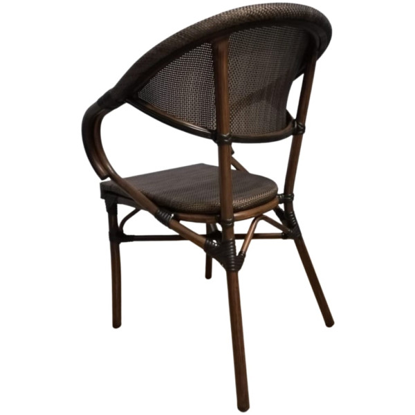Silla Rattan French Nogal Con Brazos Ratan Estilo Bistro Frances Metal - Imagen 3