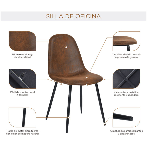 Silla Stz C Piel Pu Pata Metal Set de 4 - Imagen 9
