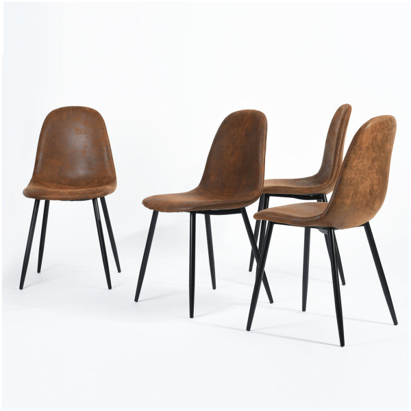 Silla Stz C Piel Pu Pata Metal Set de 4