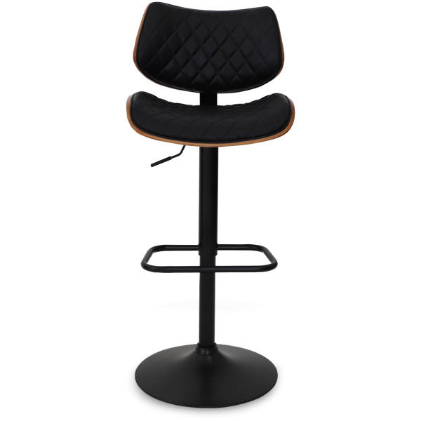 Banco Amber de Madera Nogal Piel Pu Con Base Negro Mate - Imagen 4