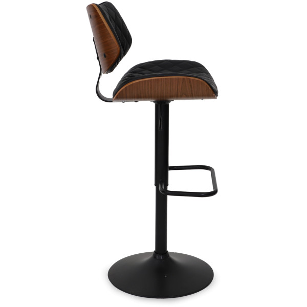 Banco Amber de Madera Nogal Piel Pu Con Base Negro Mate - Imagen 3