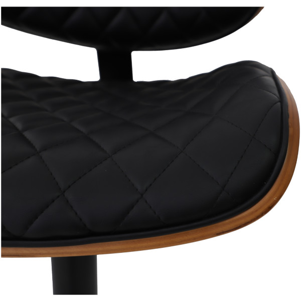 Banco Amber de Madera Nogal Piel Pu Con Base Negro Mate - Imagen 2