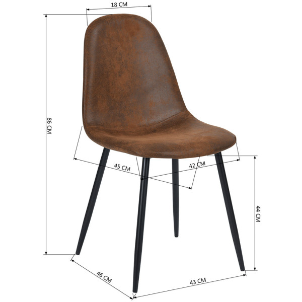Silla Stz C Piel Pu Pata Metal Set de 4 - Imagen 8