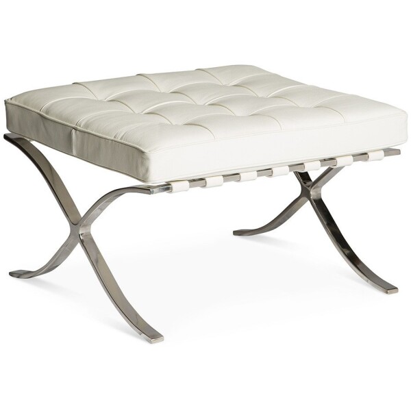 Taburete Barcelona Ottoman blanco piel italiana