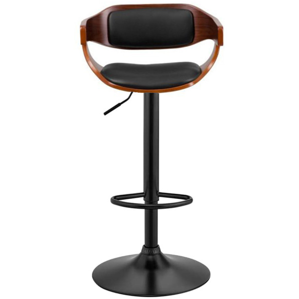 Banco Swip Madera Nogal Piel Base Negra - Imagen 4