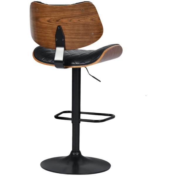 Banco Amber de Madera Nogal Piel Pu Con Base Negro Mate - Imagen 5